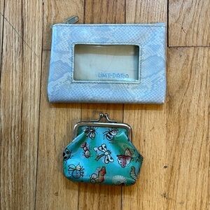 vintage limited too makeup bag blue faux snakeskin and 3d change purse